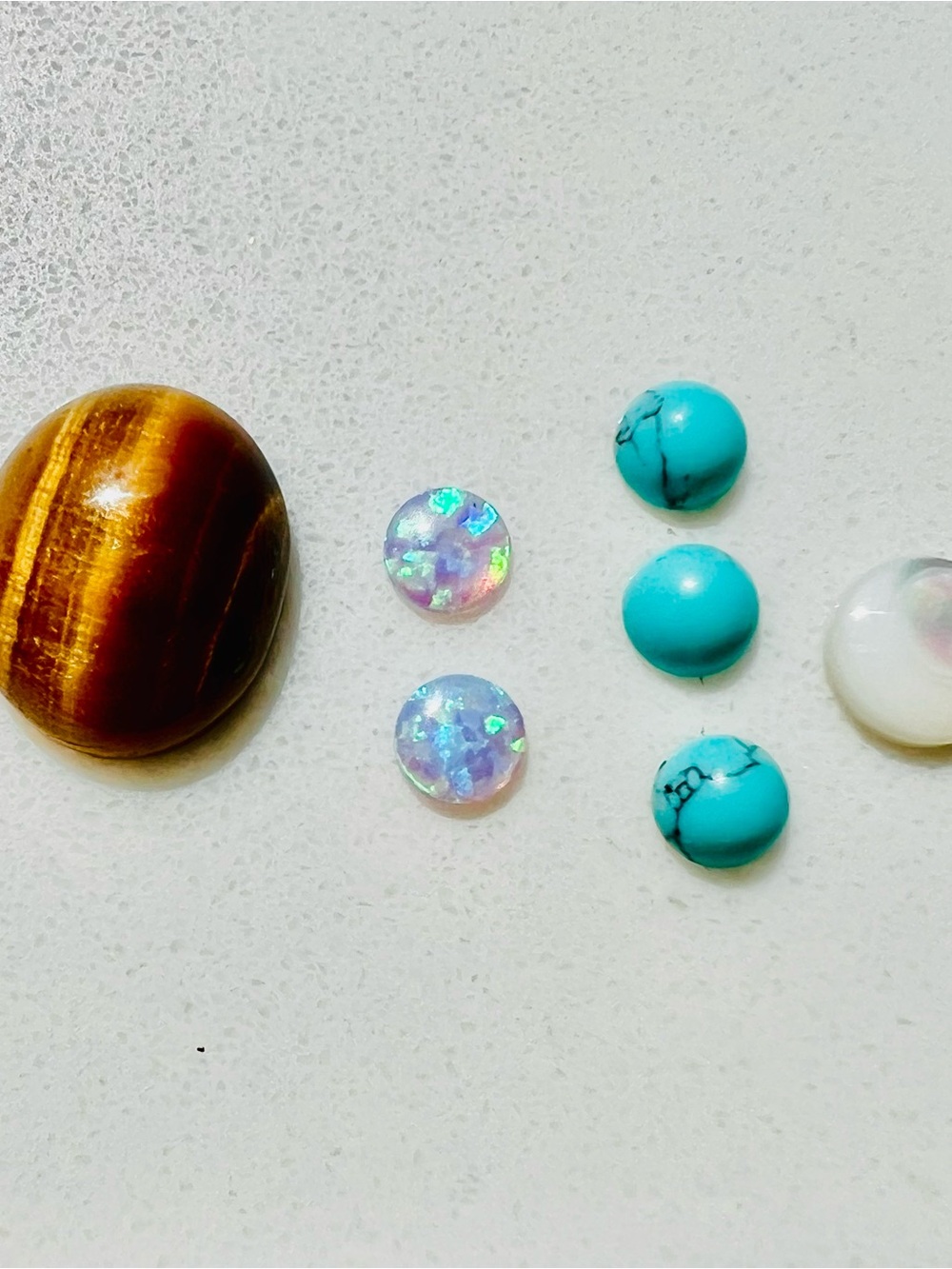 Turquoise, Tigereye, and Opalescent Round Gemstone Cabochon Set - Women Jewelry